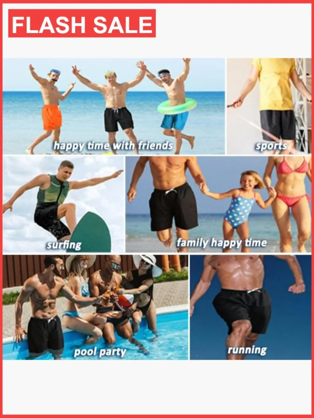 Men's Quick Dry Swim Trunks Board Shorts with Mesh Lining 7 Inseam UV Protection